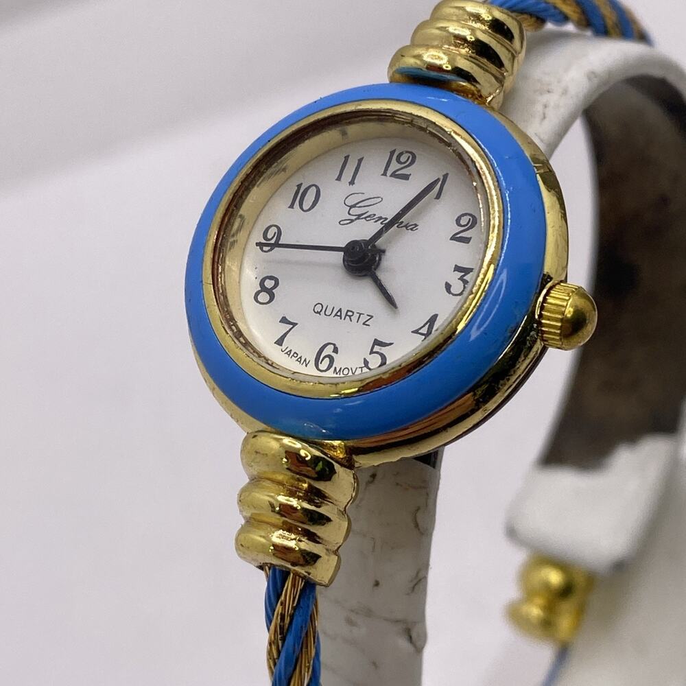Vintage Geneva Cuff Bangle Watch Works New Battery